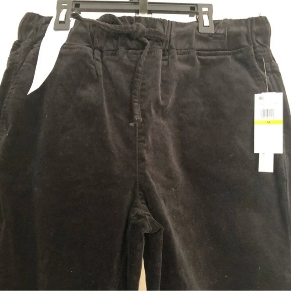 TINSELTOWN, JUNIOR'S VELVET BLACK DRAWSTRING JOGGER PANTS SIZE M HIGH RISE